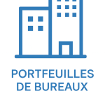Icône d'immeuble de bureaux en bleu